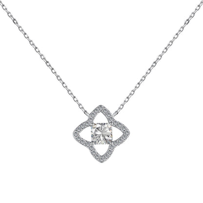 [Clover Jewelry]Exquisite Flower Shape Princess Cut Necklace