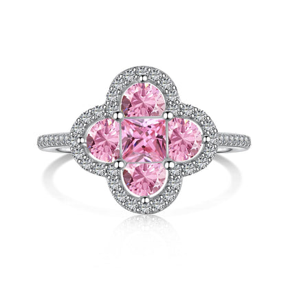 [Clover Jewelry]Luxurious Eternity Flower Shape Banquet Ring