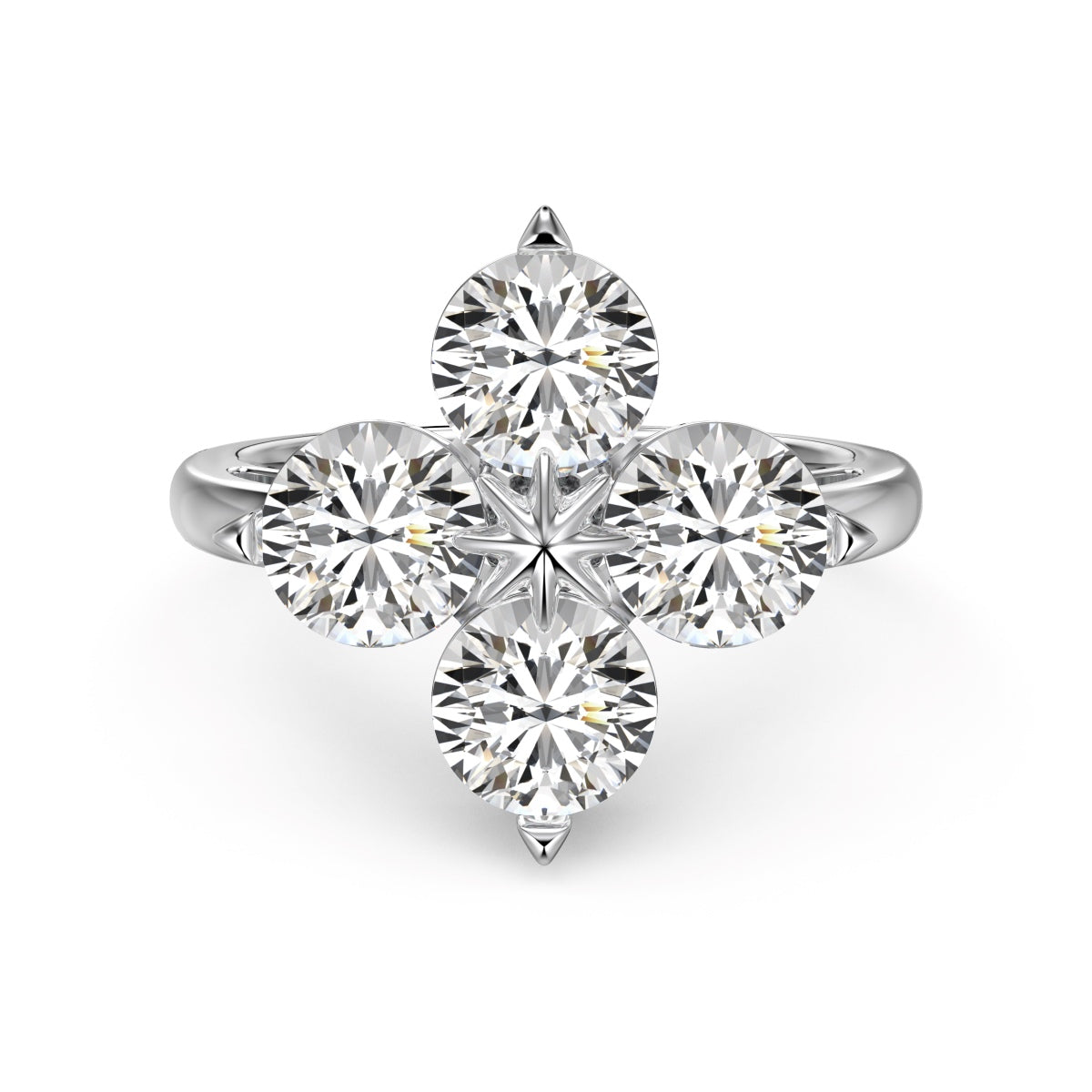 [Clover Jewelry]Four-Leaf Clover Eight-Pointed Star Ring