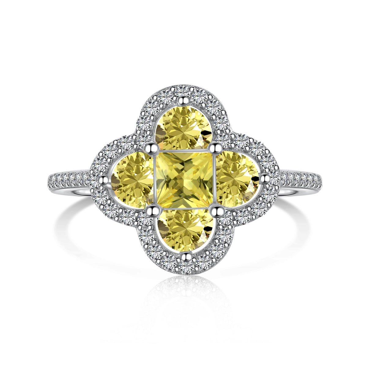 [Clover Jewelry]Luxurious Eternity Flower Shape Banquet Ring