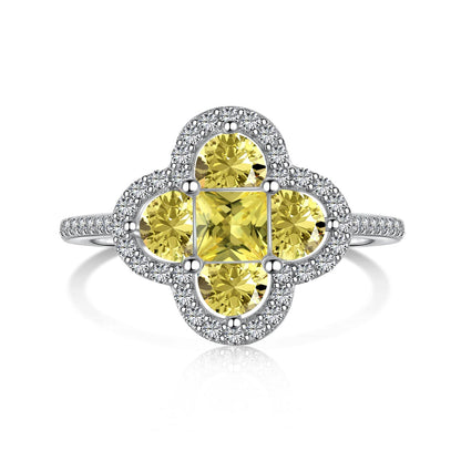 [Clover Jewelry]Luxurious Eternity Flower Shape Banquet Ring