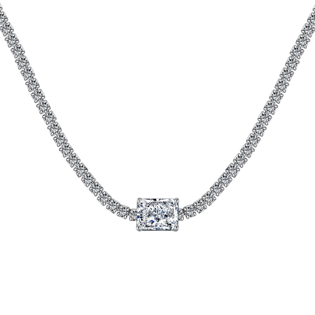 [Clover Jewelry]2.0 carat Ornate Emerald Cut Necklace