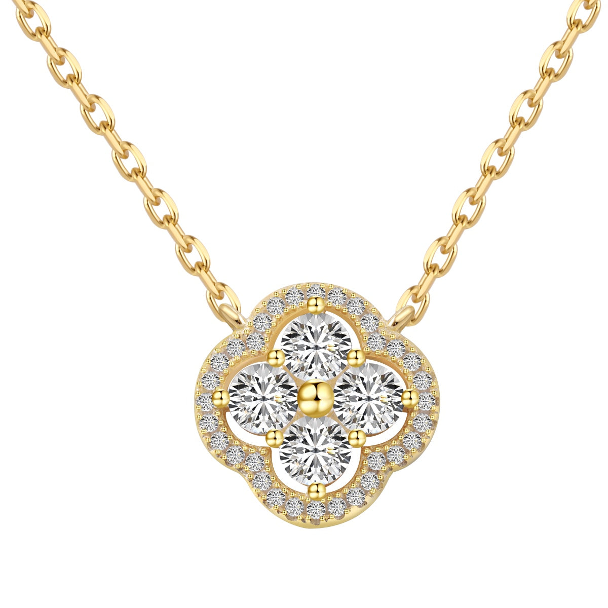 [Clover Jewelry]Exquisite Necklace With Four-Leaf Clover Flower Design