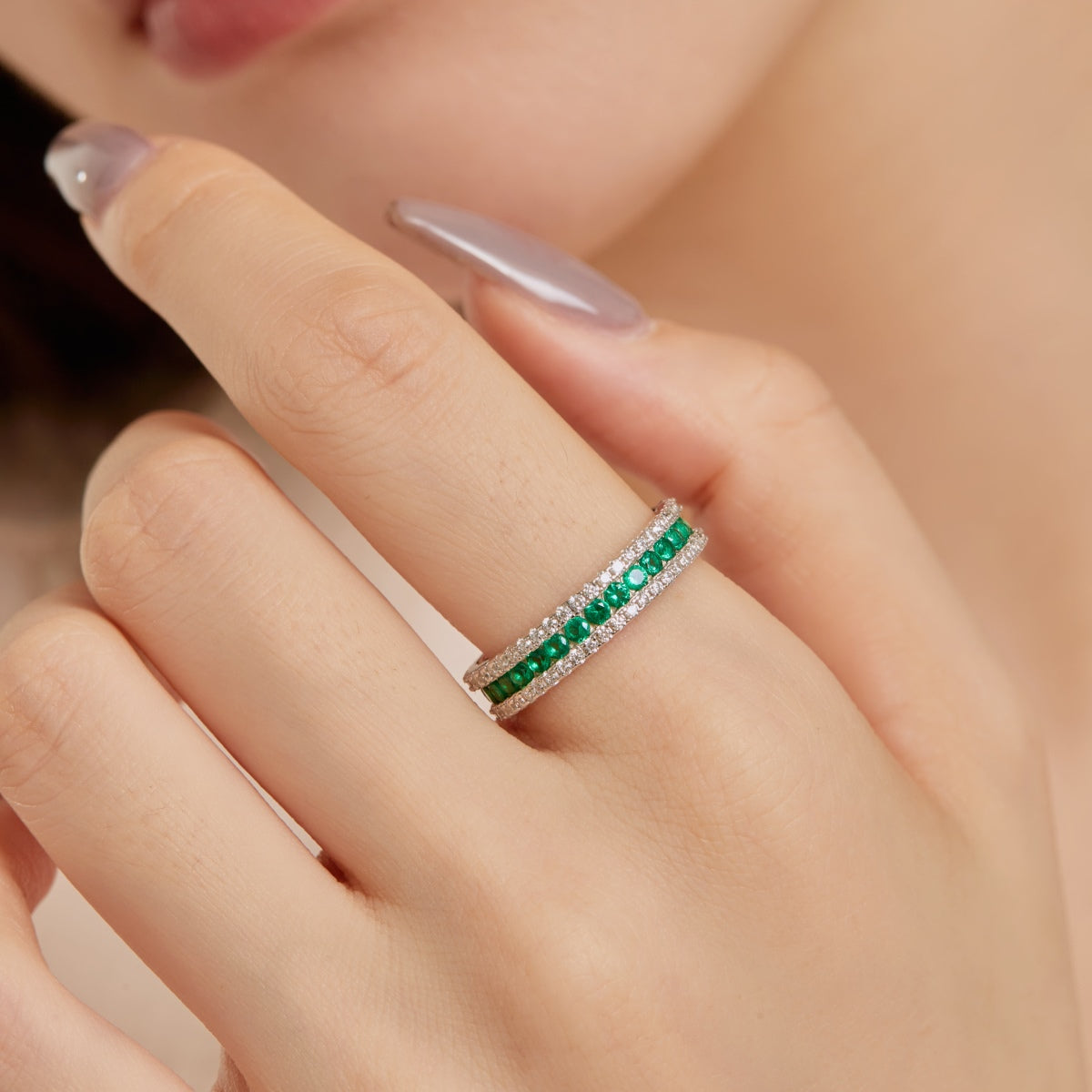 [Clover Jewelry]Delicate Colorful Round Cut Daily Ring