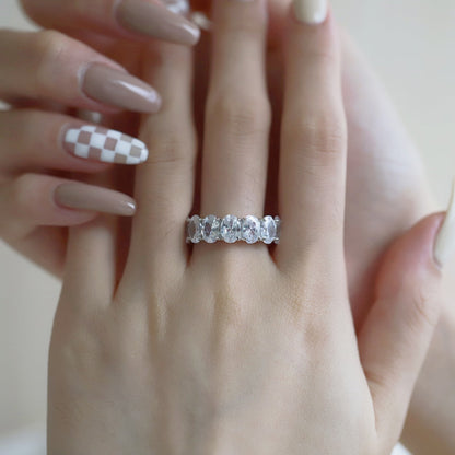 [Clover Jewelry]Dainty Elongated Cushion Cut Tennis Ring