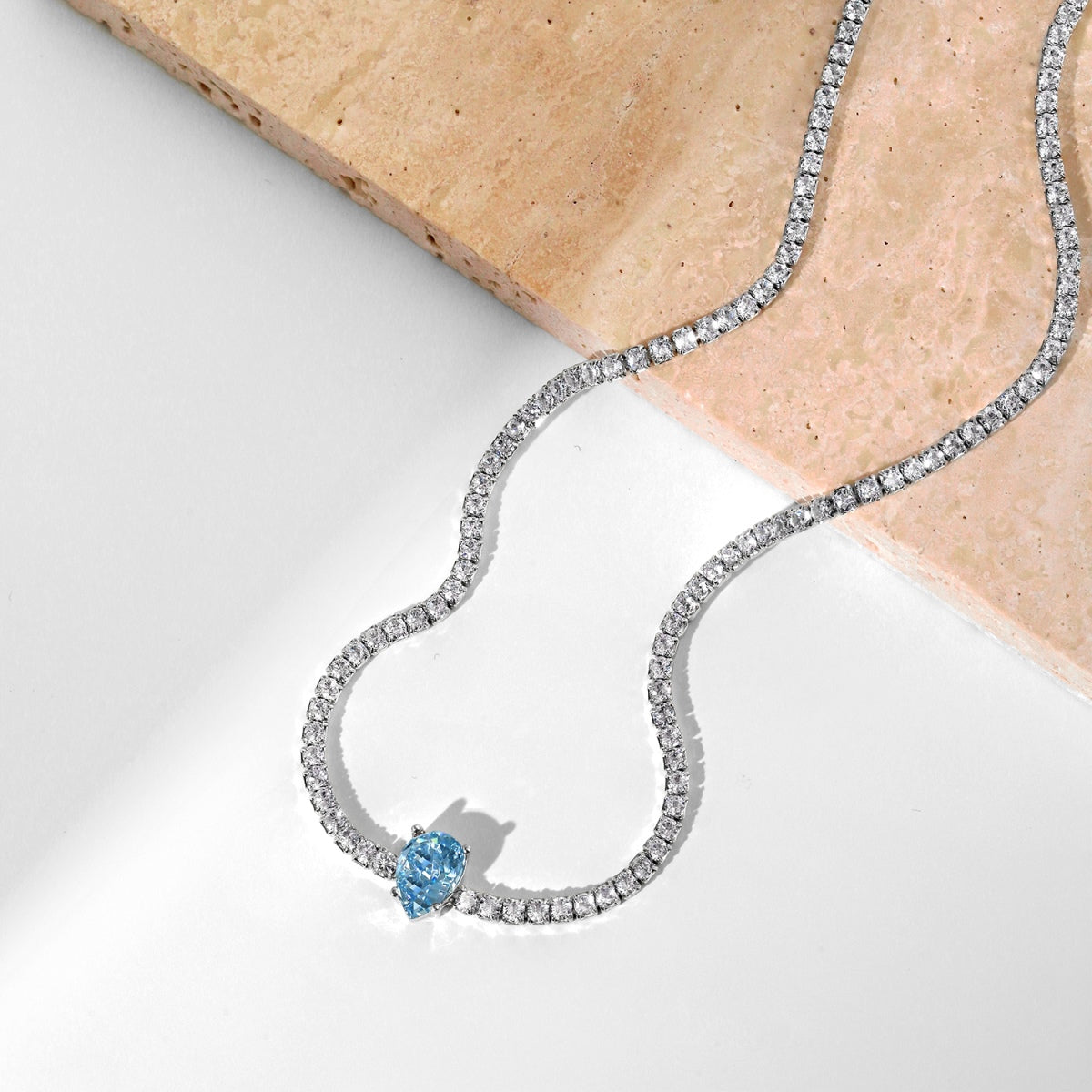 [Clover Jewelry]1.0 carat Unique Pear Cut Tennis Necklace