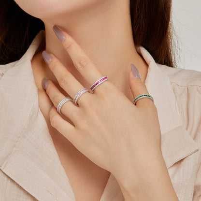 [Clover Jewelry]Delicate Colorful Round Cut Daily Ring