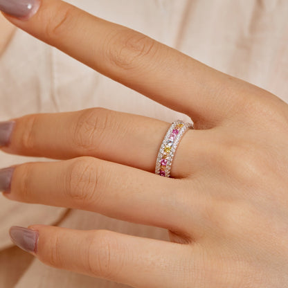 [Clover Jewelry]Delicate Colorful Round Cut Daily Ring