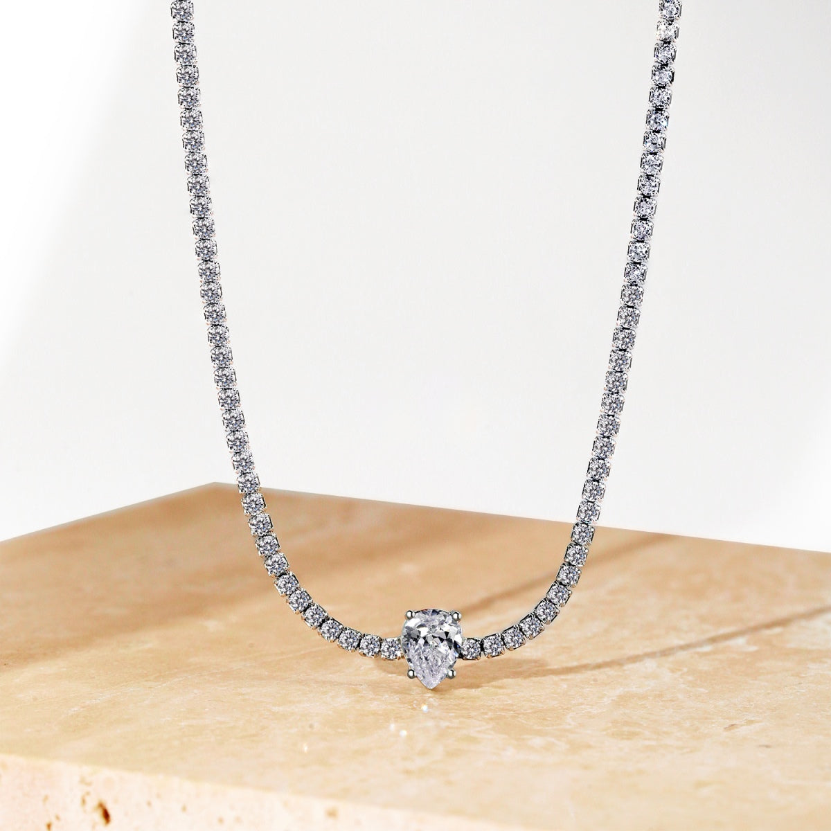 [Clover Jewelry]1.0 carat Unique Pear Cut Tennis Necklace