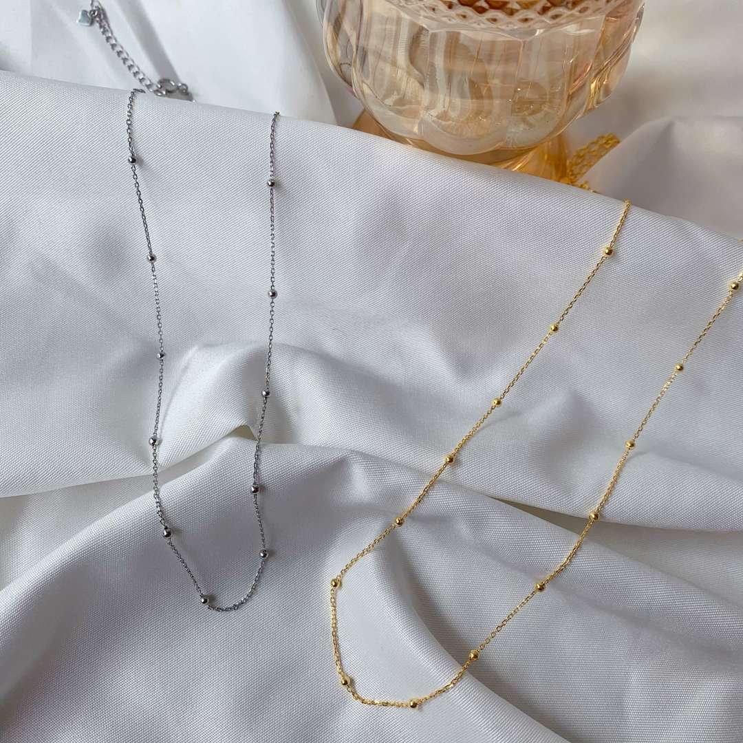 [Clover Jewelry]Small Bead Clavicle Chain Simple Necklace