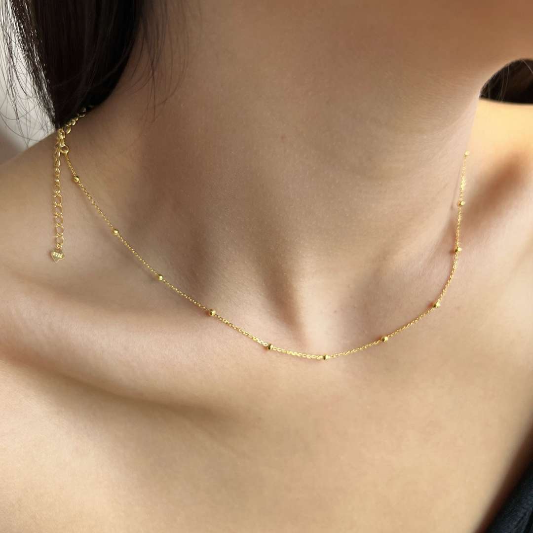 [Clover Jewelry]Small Bead Clavicle Chain Simple Necklace