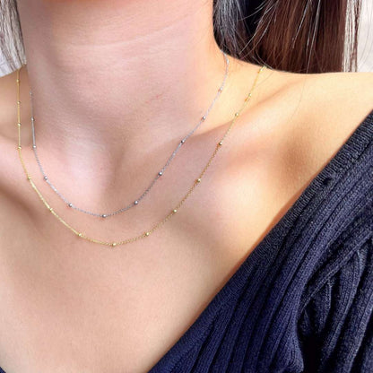 [Clover Jewelry]Small Bead Clavicle Chain Simple Necklace