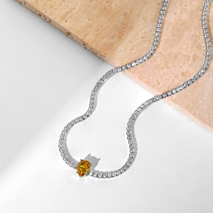 [Clover Jewelry]1.0 carat Unique Pear Cut Tennis Necklace