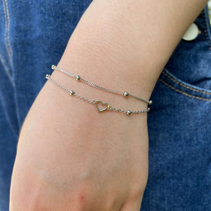 [Clover Jewelry]Dainty Double Layer Love Heart Bracelet