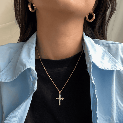 [Clover Jewelry]Delicate Cross Shape Necklace