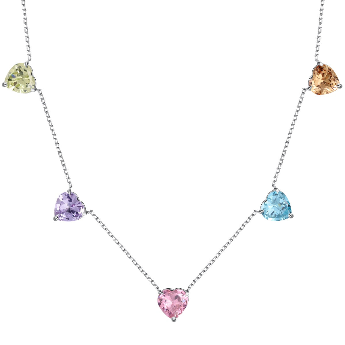 [Clover Jewelry]Sparkling Colorful Heart Cut Necklace