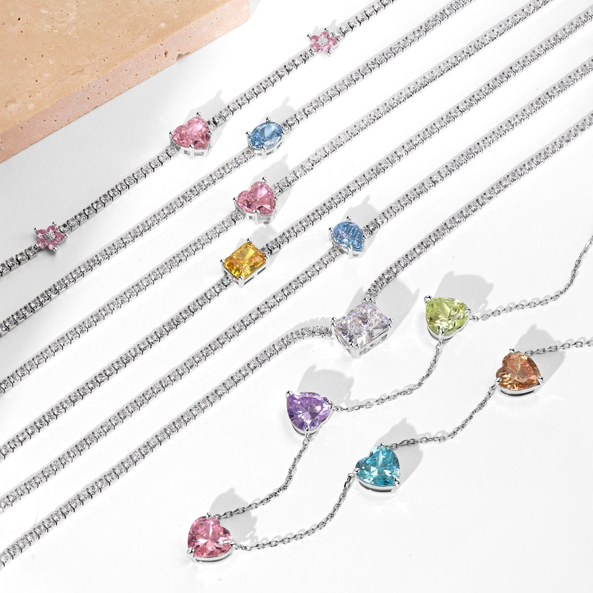 [Clover Jewelry]Dazzling Pink Heart Flower Necklace