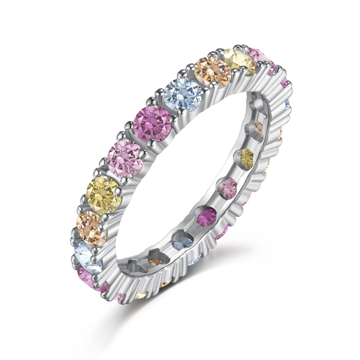 [Clover Jewelry]Dazzling Lustrous Round Cut Tennis Ring