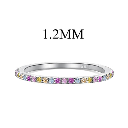 [Clover Jewelry]Ornate Colorful Round Cut Tennis Ring