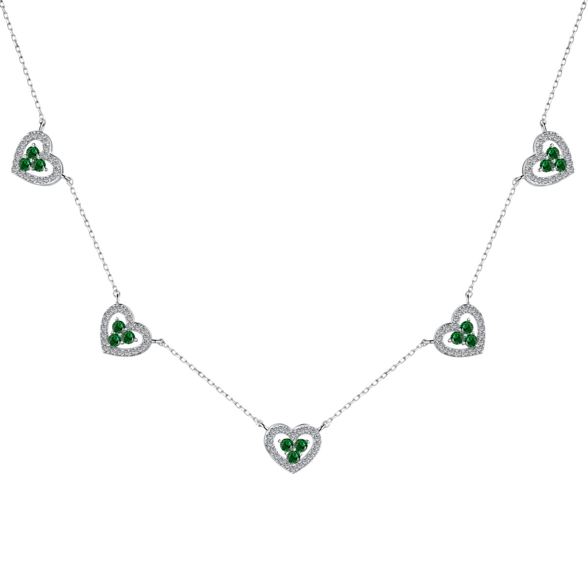 [Clover Jewelry]Sparkling Five Heart Necklace