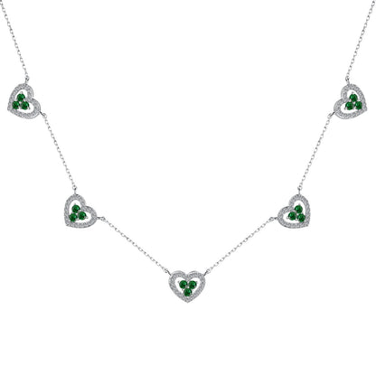 [Clover Jewelry]Sparkling Five Heart Necklace