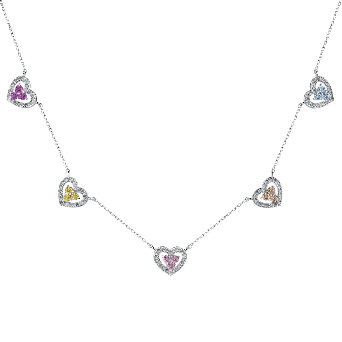 [Clover Jewelry]Sparkling Five Heart Necklace