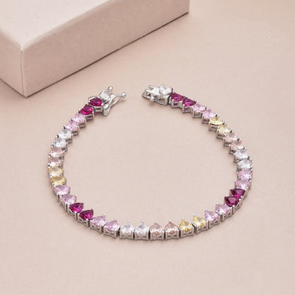 [Clover Jewelry]Luxurious Colorful Romantic Heart Shape Lover Bracelet