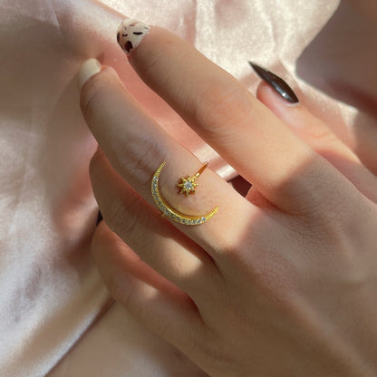 [Clover Jewelry]Eternity Moon & Star Ring