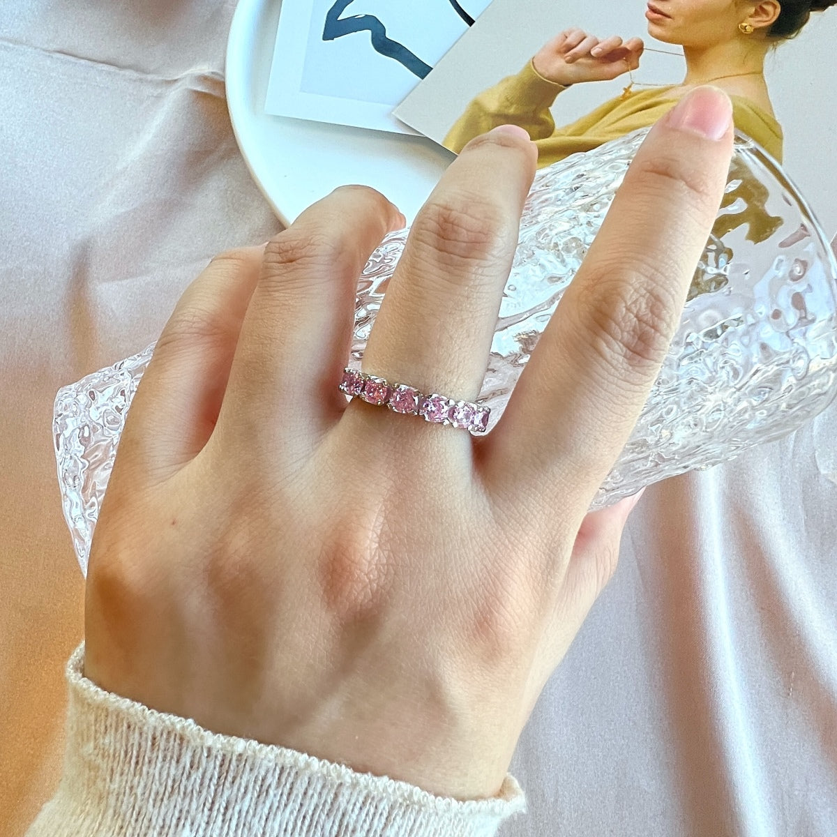 [Clover Jewelry]Eternity Round Cut Tennis Ring