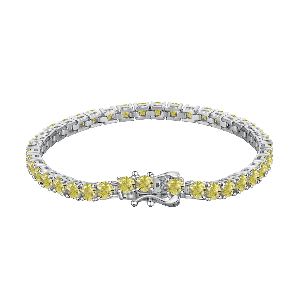 [Clover Jewelry]Ornate Dazzling Round Cut Tennis Bracelet