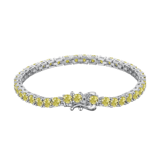 [Clover Jewelry]Ornate Dazzling Round Cut Tennis Bracelet