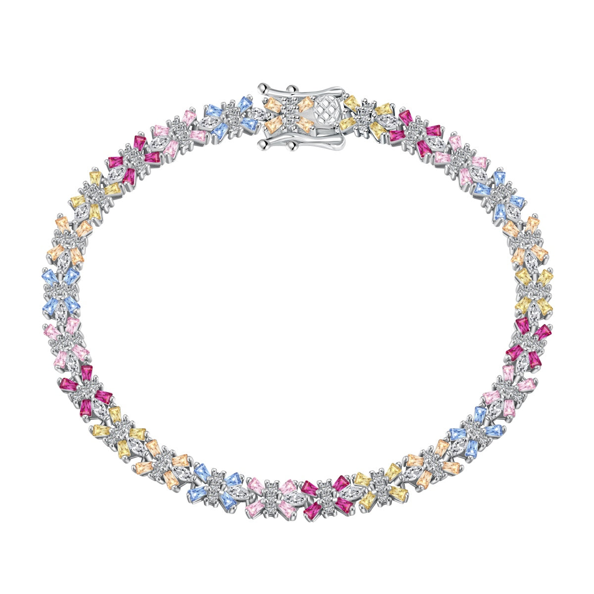 [Clover Jewelry]Radiant Colorful Emerald Cut Party Bracelet