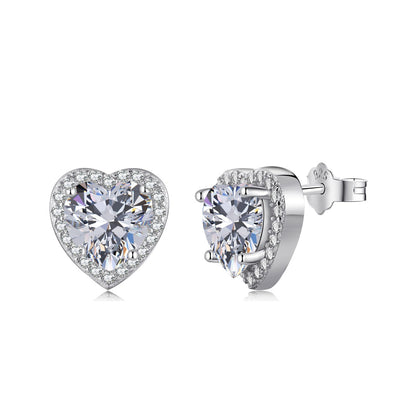 [Clover Jewelry]Sparkling Heart Shape Lover Earrings