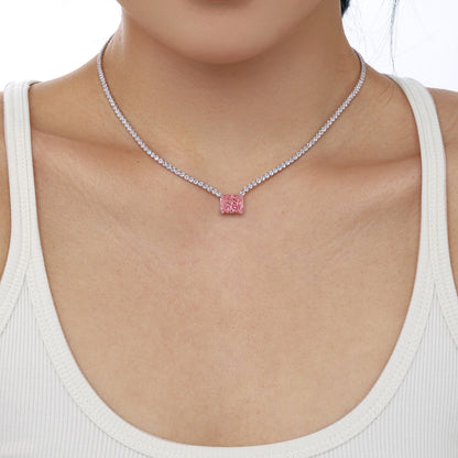 [Clover Jewelry]4.0 Carat Elegant Radiant Cut Necklace