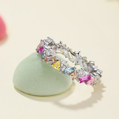 [Clover Jewelry]Dazzling Polychromatic Multi cut Daily Ring