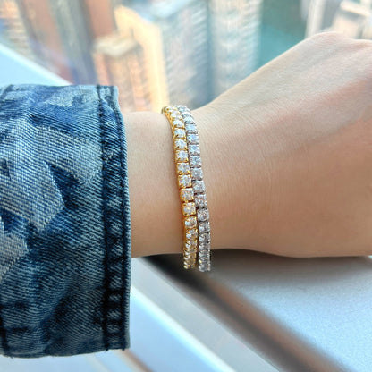 [Clover Jewelry]Sparkling Radiant Princess Cut Tennis Bracelet