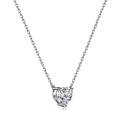 [Clover Jewelry]Heart Shape Main Stone Pendant Collarbone Necklace