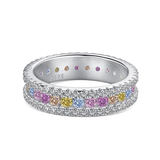 [Clover Jewelry]Delicate Colorful Round Cut Daily Ring