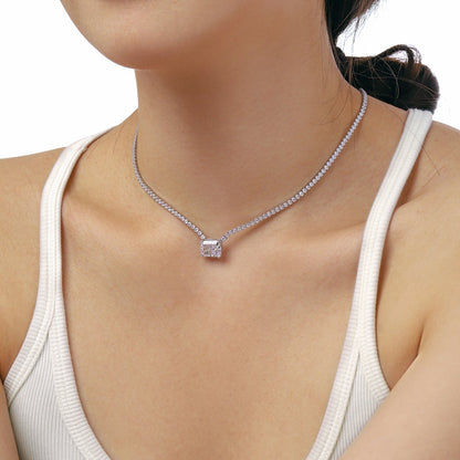 [Clover Jewelry]4.0 Carat Elegant Radiant Cut Necklace