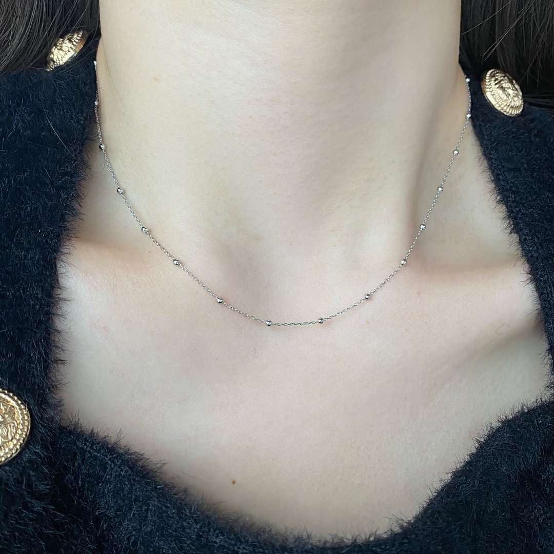 [Clover Jewelry]Small Bead Clavicle Chain Simple Necklace