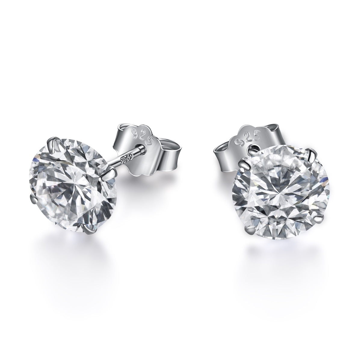 [Clover Jewelry]Stylish Shiny Round Center Stone Stud Earrings