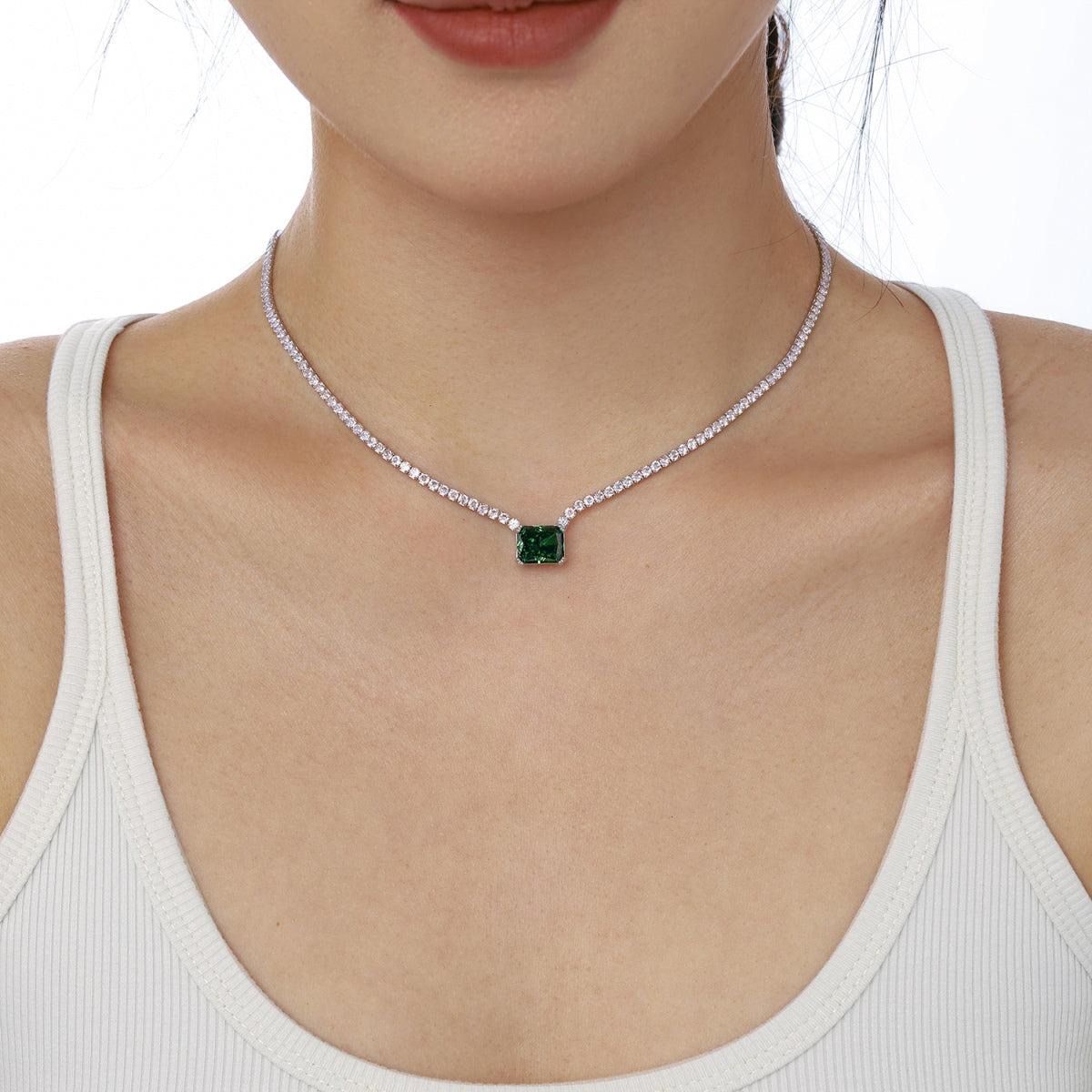 [Clover Jewelry]4.0 Carat Elegant Radiant Cut Necklace