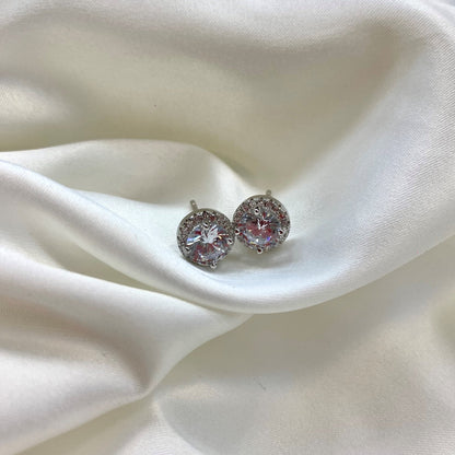 [Clover Jewelry]Classic Princess Round Shape Earrings