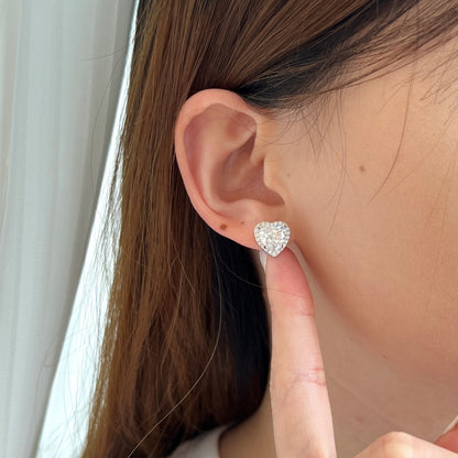 [Clover Jewelry]Sparkling Heart Shape Lover Earrings