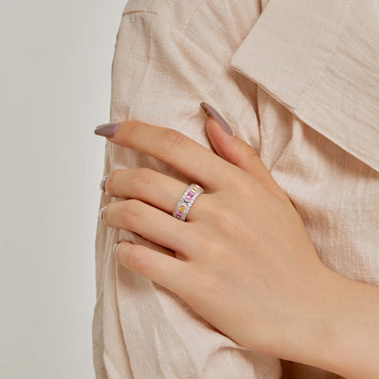 [Clover Jewelry]Dainty Colorful Radiant Cut Daily Ring