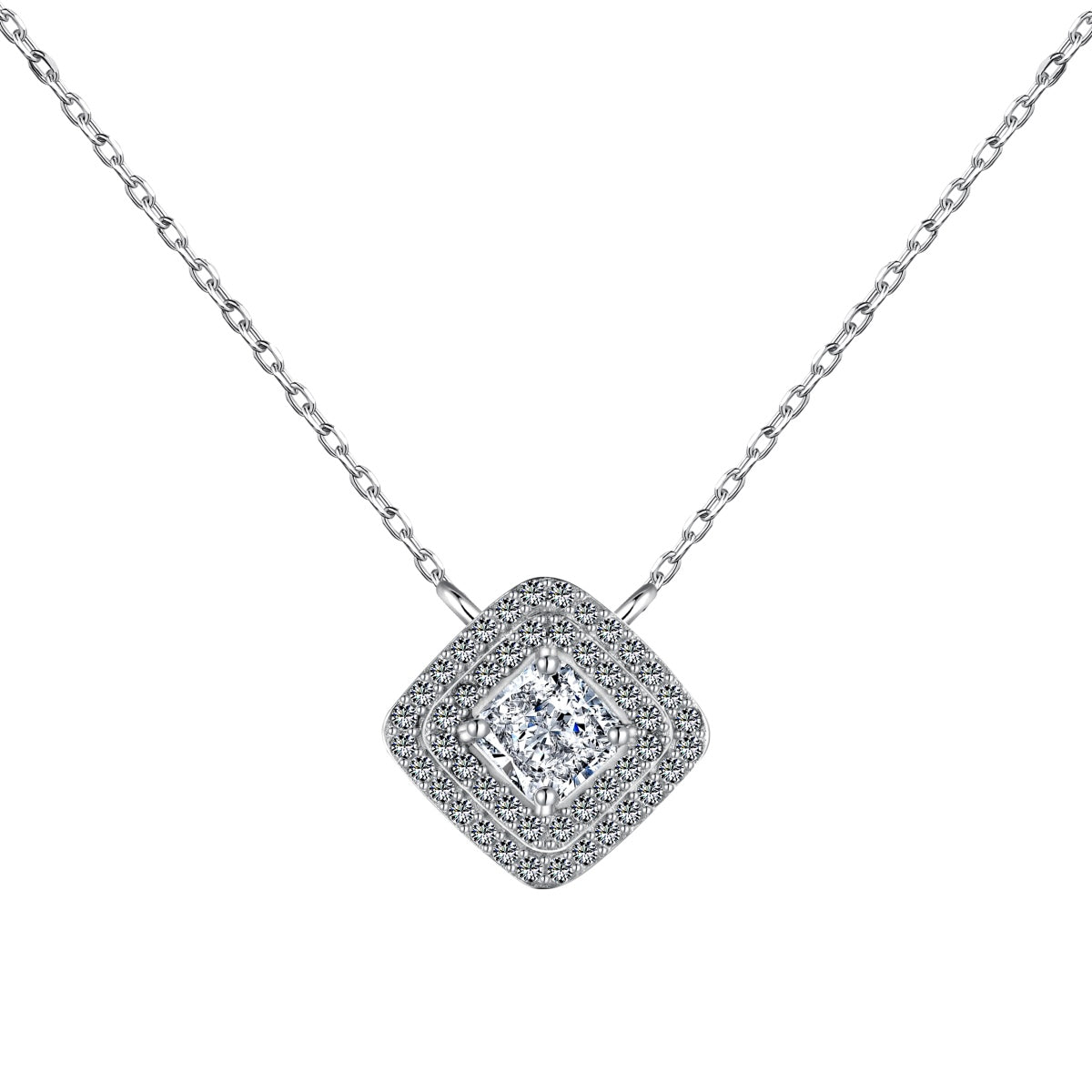 [Clover Jewelry]Sparkling Asscher Cut Necklace