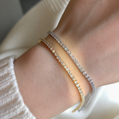 [Clover Jewelry]Radiant Shinning Princess Cut Tennis Bracelet