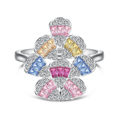 [Clover Jewelry]Sparkling Colorful Water Drop Shape Daily Ring