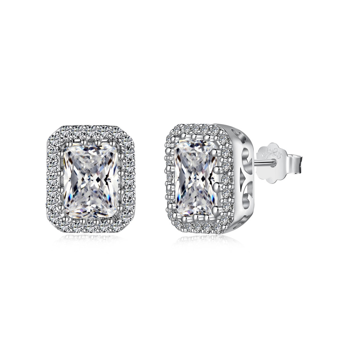 [Clover Jewelry]1.0 Carat Luxurious Dainty Emerald Cut Daily Earrings