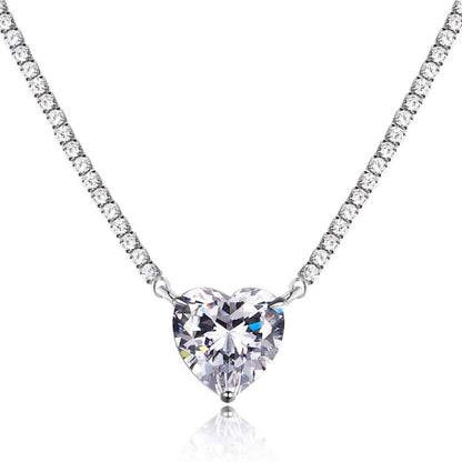 [Clover Jewelry]8.0 Carat Versatile Colorful Sweet Heart-Shaped Tennis Necklace